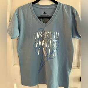 DISNEY Paradise Falls Women's V-neck Shirt, Size M